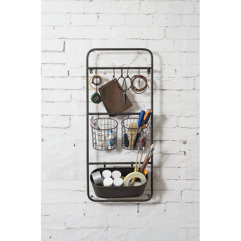 Brunella Wall Key Hooks Organizer with Wall Basket Joss & Main
